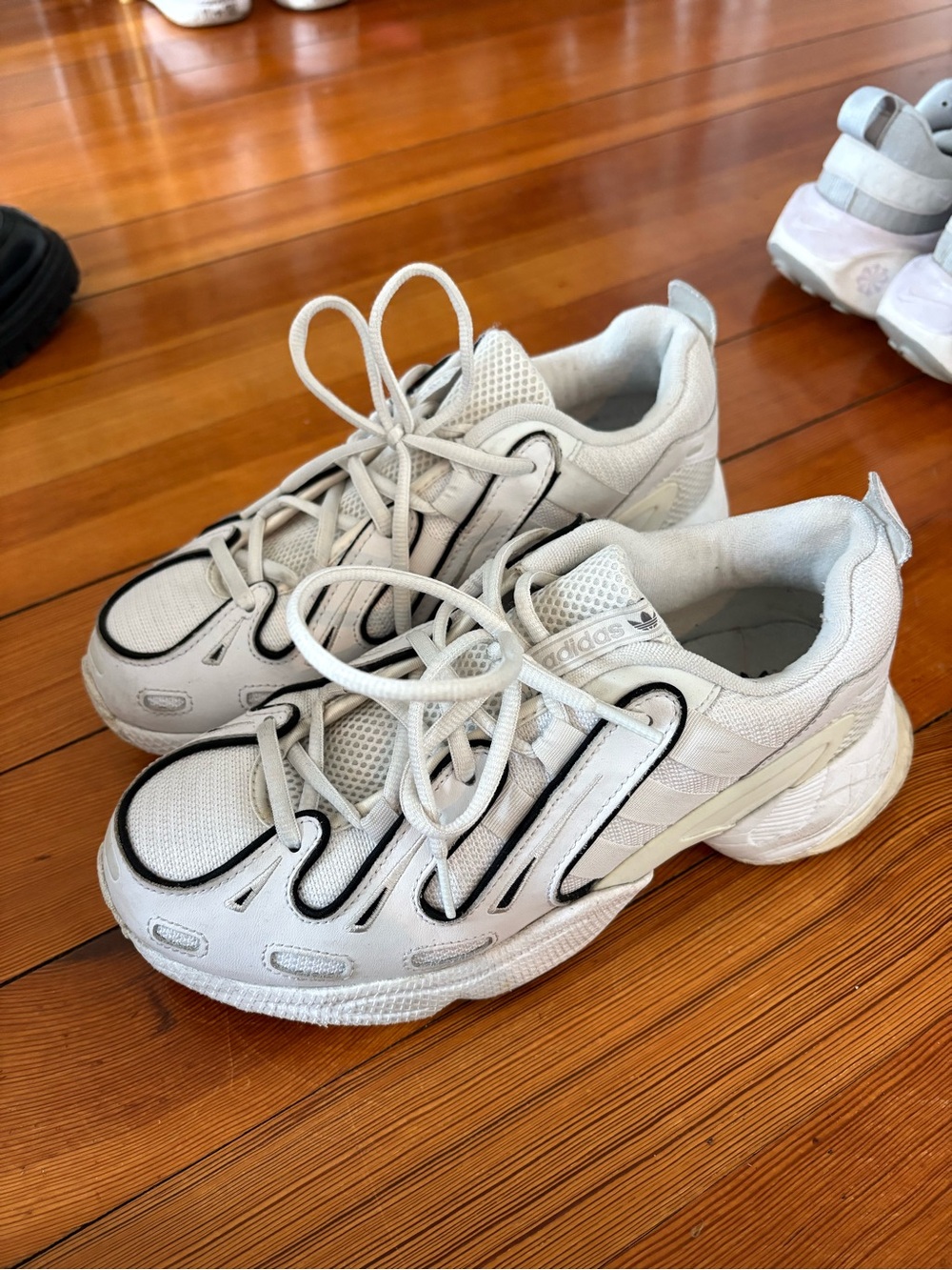 adidas White Sneakers with Black Trim